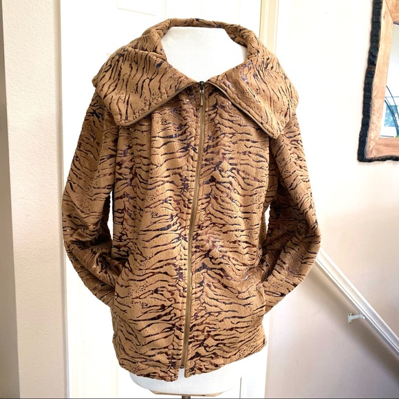 ERIN LONDON Faux For Tiger Print Jacket large - Picture 1 of 12